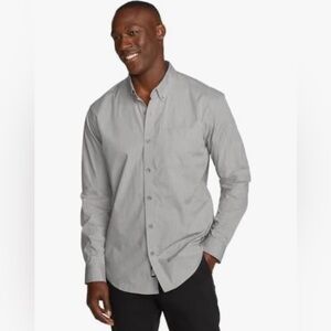 Eddie Bauer Men's Light Gray Casual Button-Down Shirt